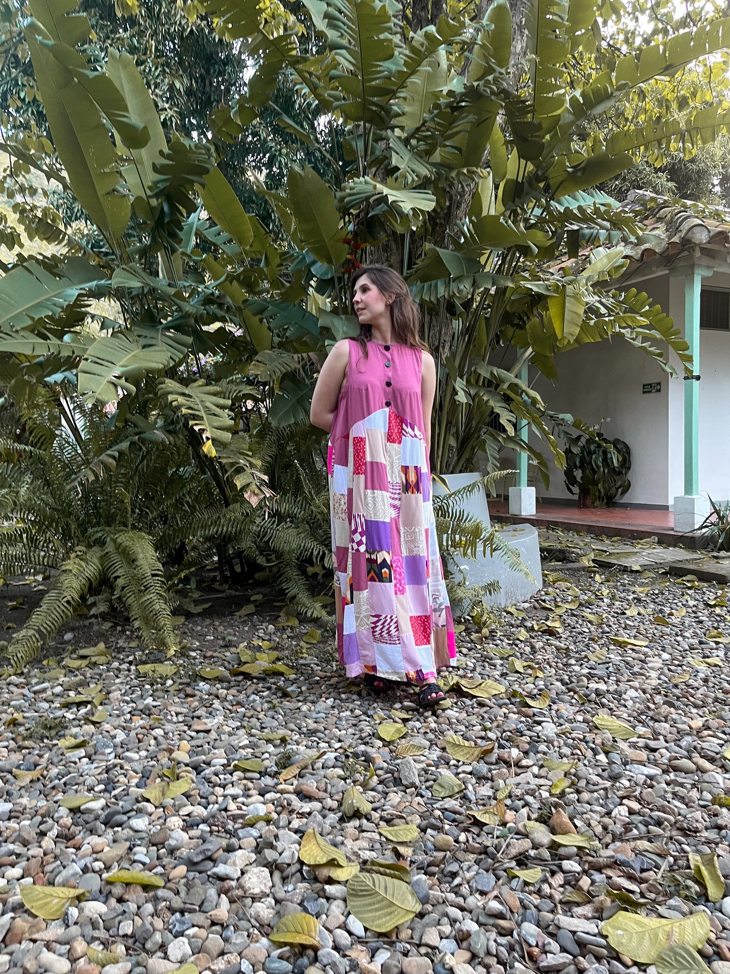Vestido largo PUNCH Hecho con Retazos Reciclados | Moda ética y sostenible hecha en Colombia