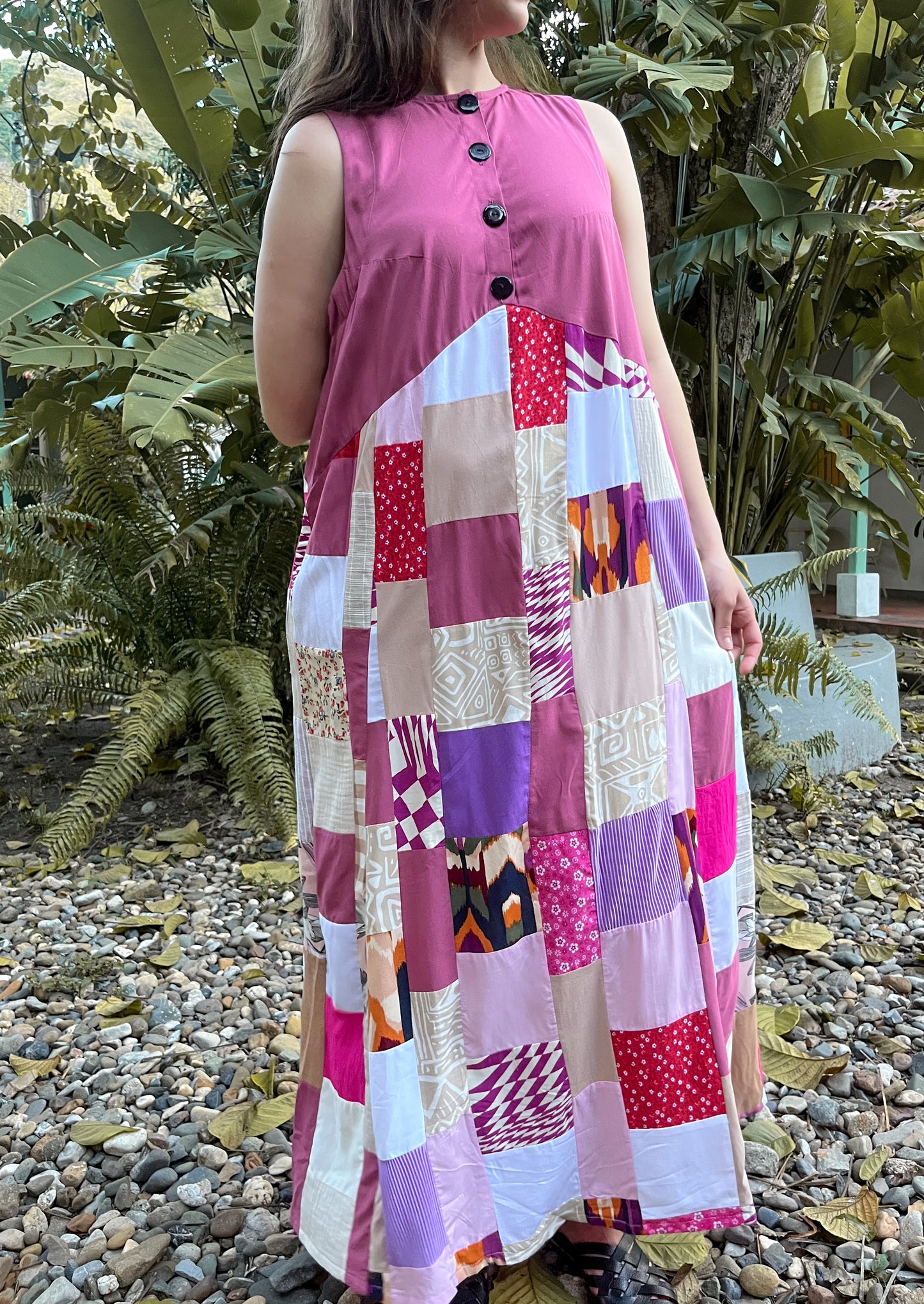 Vestido largo PUNCH Hecho con Retazos Reciclados | Moda ética y sostenible hecha en Colombia