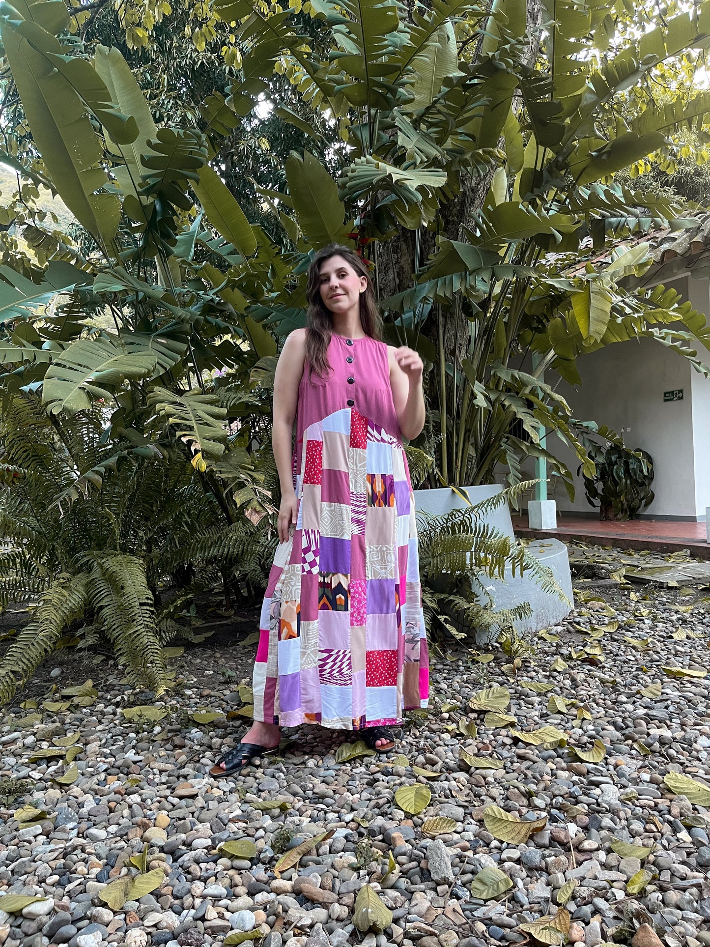 Vestido largo PUNCH Hecho con Retazos Reciclados | Moda ética y sostenible hecha en Colombia