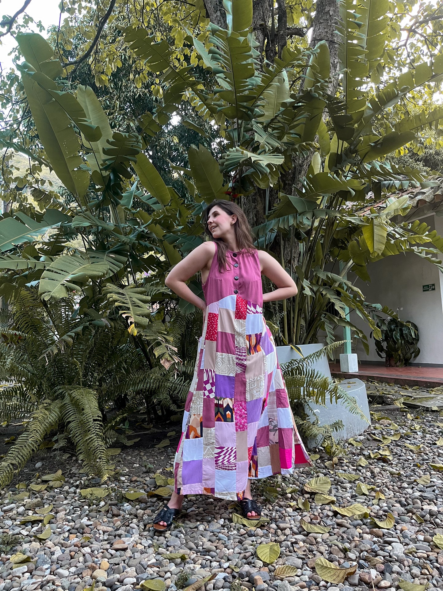 Vestido largo PUNCH Hecho con Retazos Reciclados | Moda ética y sostenible hecha en Colombia