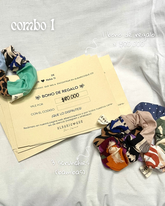 Regala libertad de elección con nuestro combo eco-friendly: bono de $80.000 + 3 bambas artesanales únicas. Diseño colombiano sostenible con retazos recuperados. ¡Pieza única garantizada!