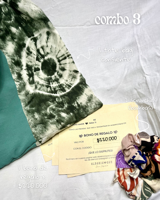 Experimenta la moda sostenible colombiana con nuestro Combo Deluxe: bono de $220.000, tote bag artesanal doble faz y 2 bambas exclusivas. Piezas únicas hechas por manos locales. ¡Edición limitada!